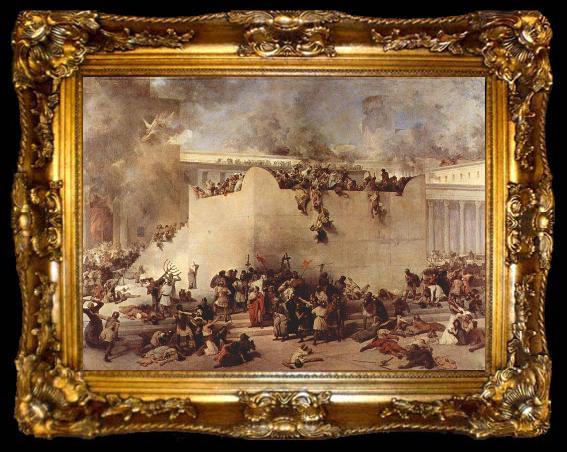 framed  Francesco Hayez Destruction of the Temple of Jerusalem, ta009-2